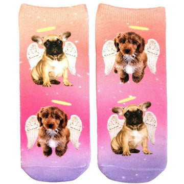 Living Royal Socks Angel Puppies All Over Puppy Picture Women's Ankle Socks *
